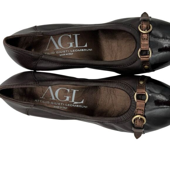 AGL Attilio Giusti Leombruni Women's Leather Buckle Heels Pumps Brown Size 38.5 - Picture 8 of 10